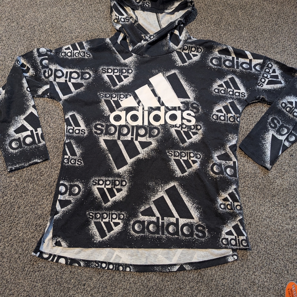 Adidas Kids Graphic Black and White Hoodie